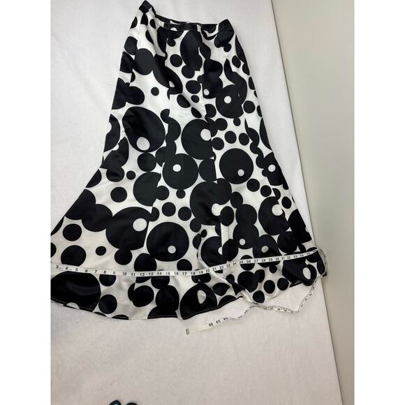 Whimsical Twee Polka Dot Full A-Line Maxi Skirt Black White Playful Venus Size 6 - Picture 5 of 9